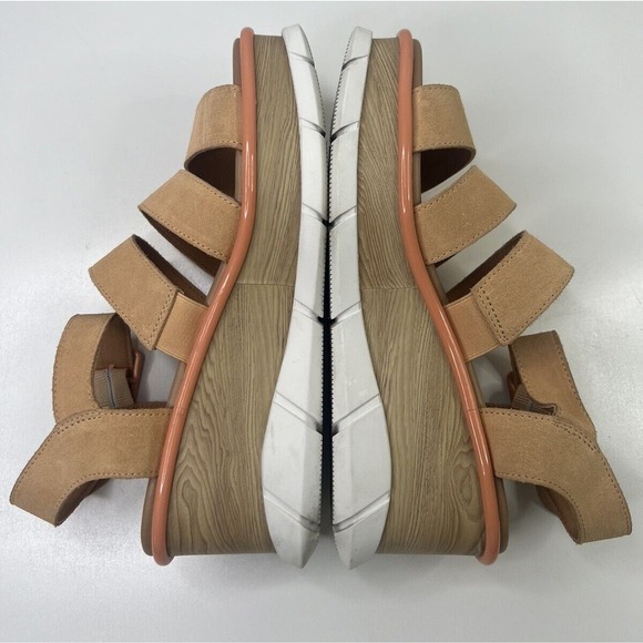 Sorel Joanie III Wedge Platform Sandals Peach Leather Ankle Strap Women's 9 - Picture 5 of 8